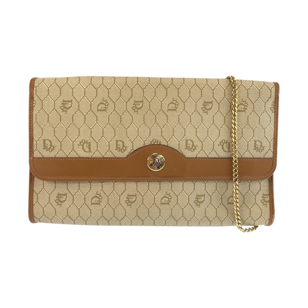 Christian Dior Honeycomb Beige Gold Hardware Chain Shoulder Bag Handbag for W...